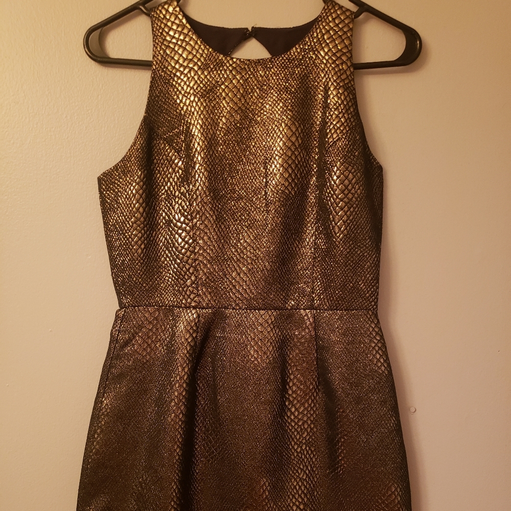 Metallic Mini Snakeskin Print Dress, Classy- Sz0